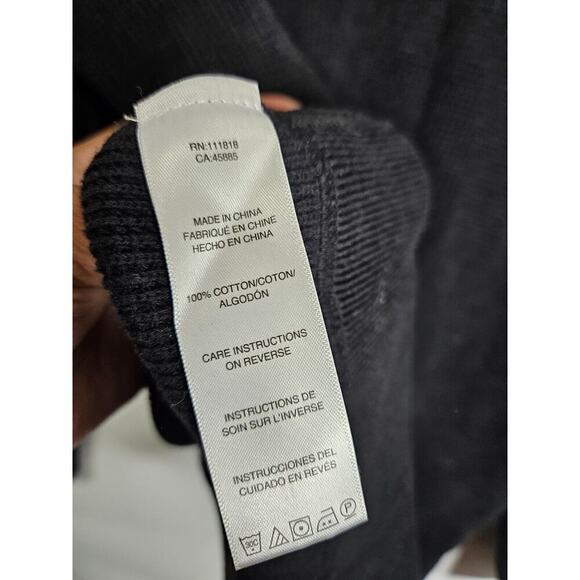 Michael Kors Mens Full Zip Cardigan Sweater Large Classic 100% Cotton Black - Picture 6 of 6